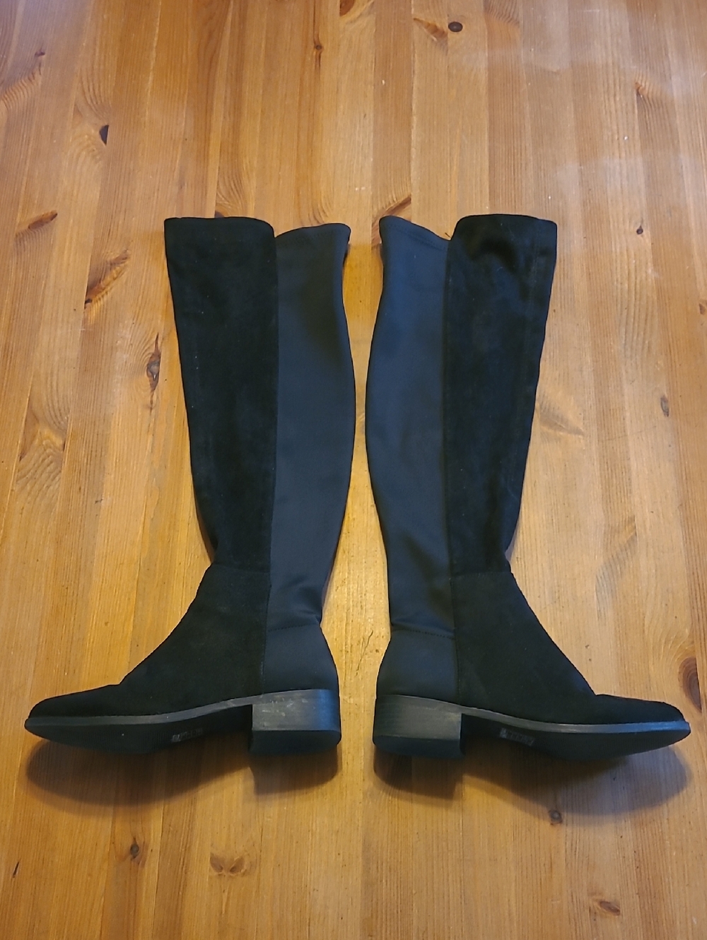Over-the-Knee Stretch Suede Boots in Black